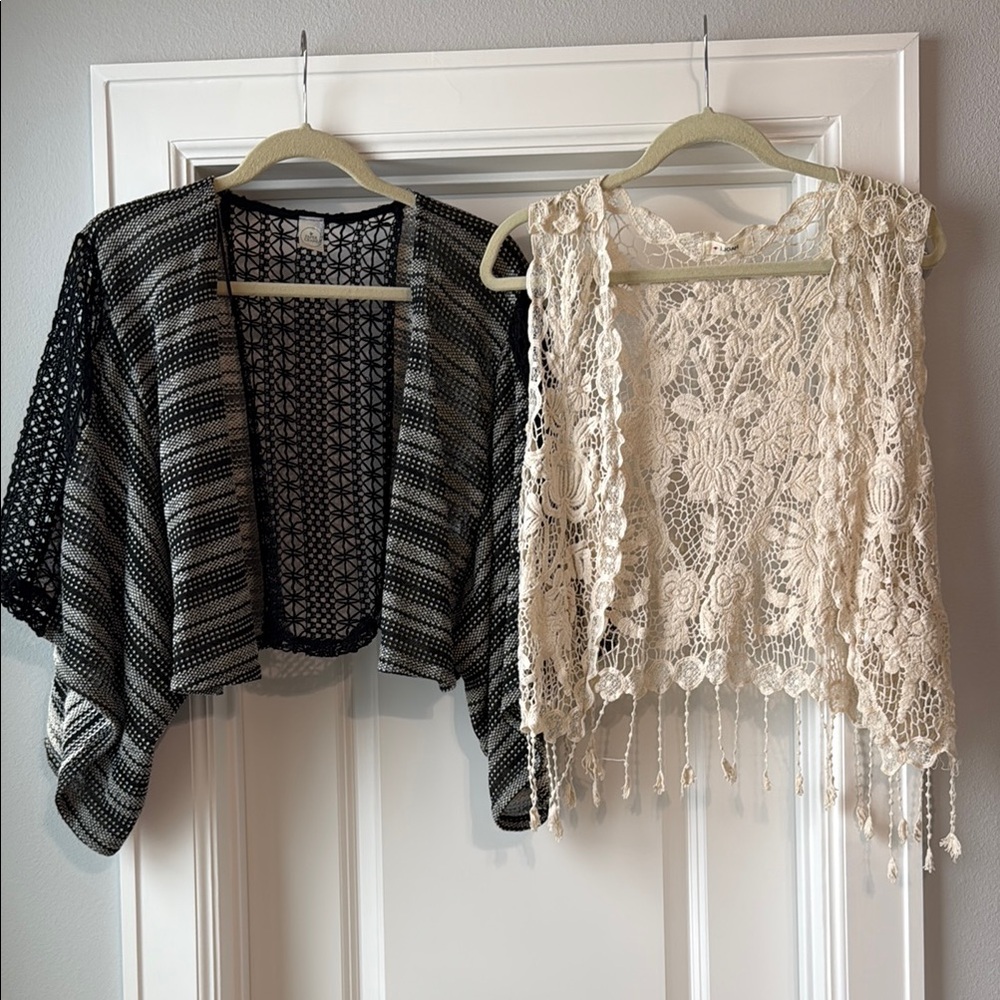 Black and Cream Crochet Cardigans